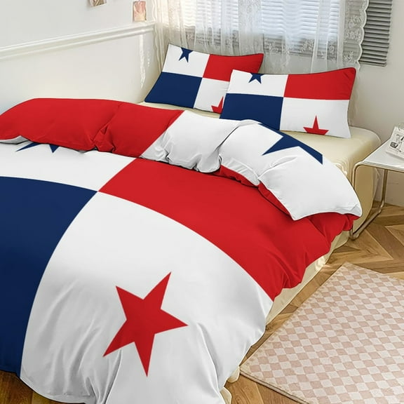 3 Pcs Soft Bedding Set, Includes 1 Duvet Cover with Zipper And 2 Pillow Shams,Panama Flag Twin(86"x70")