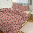 thumbnail image 1 of 3 Pcs Soft Bedding Set, Includes 1 Duvet Cover with Zipper And 2 Pillow Shams,Pink Pattern with Cute Pugs Full(79"×90"), 1 of 8
