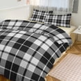 thumbnail image 1 of 3 Pcs Soft Bedding Set, Includes 1 Duvet Cover with Zipper And 2 Pillow Shams,Plaid Pattern Black And White Plaid Twin(86"x70"), 1 of 8