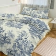 thumbnail image 1 of 3 Pcs Soft Bedding Set, Includes 1 Duvet Cover with Zipper And 2 Pillow Shams,Powder Blue French Toile Picnic Designs Twin(86"x70"), 1 of 8