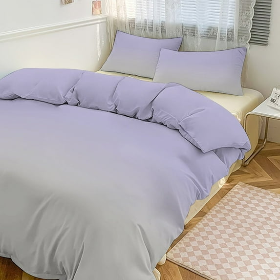 3 Pcs Soft Bedding Set, Includes 1 Duvet Cover with Zipper And 2 Pillow Shams,Purple Gradient King(102"×90")