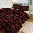 thumbnail image 1 of 3 Pcs Soft Bedding Set, Includes 1 Duvet Cover with Zipper And 2 Pillow Shams,RED PAISLEY Velvet Edition King(102"×90"), 1 of 8