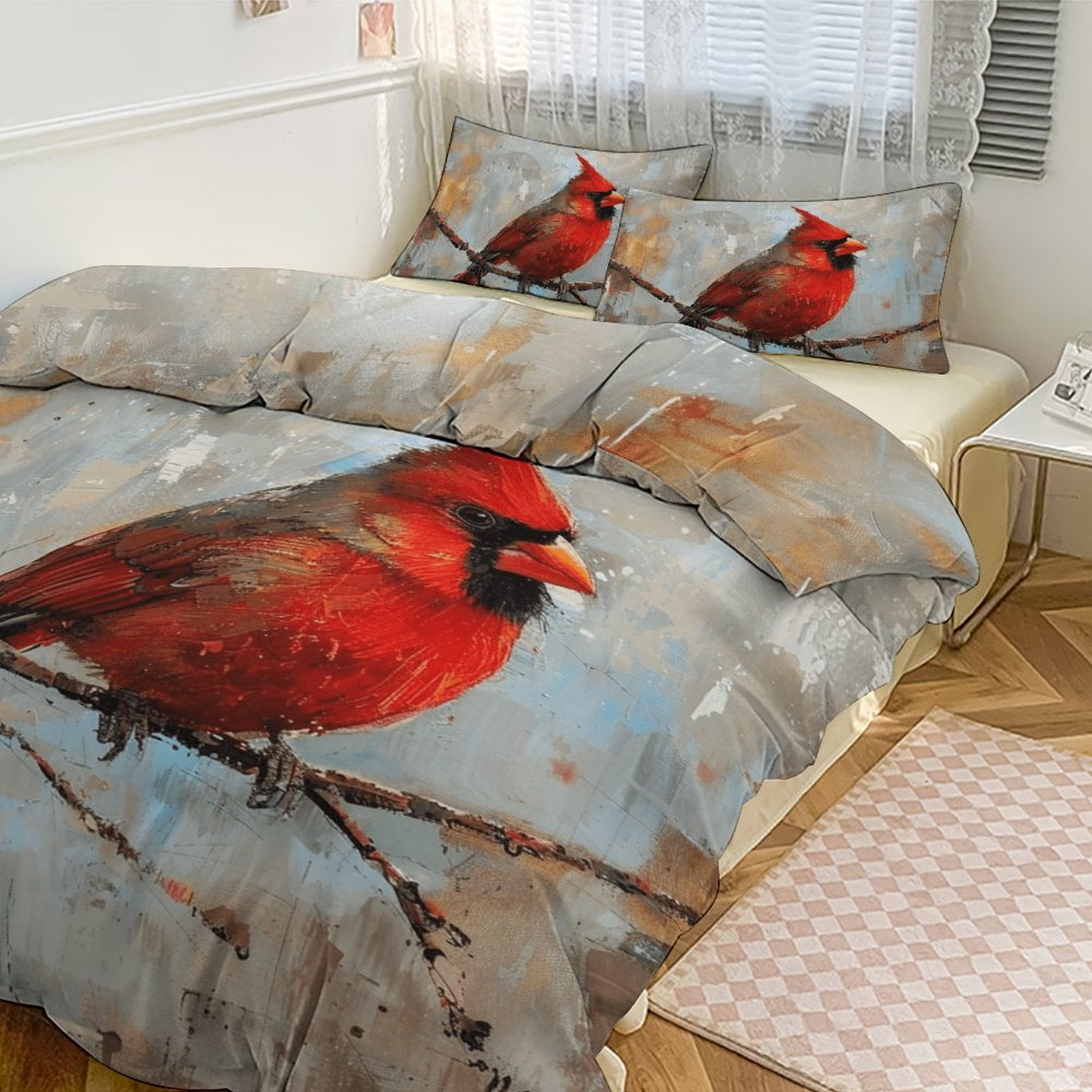Red Cardinal Bird WJ1607027CL Duvet Cover Set main image 1