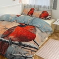 thumbnail image 1 of 3 Pcs Soft Bedding Set, Includes 1 Duvet Cover with Zipper And 2 Pillow,Shams Red Bird Northern Cardinal King(102"×90"), 1 of 8