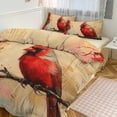 thumbnail image 1 of 3 Pcs Soft Bedding Set, Includes 1 Duvet Cover with Zipper And 2 Pillow,Shams Red Bird Northern Cardinal Queen(90"×90"), 1 of 8