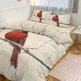 thumbnail image 1 of 3 Pcs Soft Bedding Set, Includes 1 Duvet Cover with Zipper And 2 Pillow,Shams Red Bird Northern Cardinal Queen(90"×90"), 1 of 8