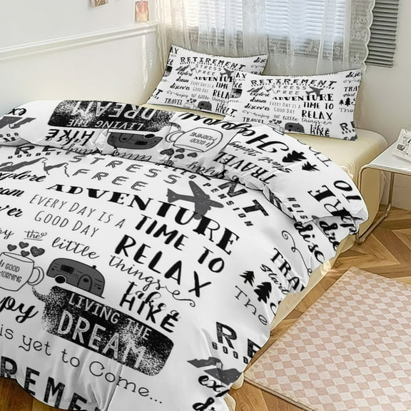 3 Pcs Soft Bedding Set, Includes 1 Duvet Cover with Zipper And 2 Pillow Shams,Retirement Apparel Twin(86"x70")