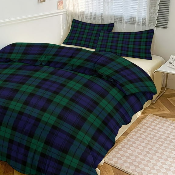 3 Pcs Soft Bedding Set, Includes 1 Duvet Cover with Zipper And 2 Pillow Shams,Scottish Tartans-Scotland Clans Full(79"×90")