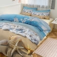 thumbnail image 1 of 3 Pcs Soft Bedding Set, Includes 1 Duvet Cover with Zipper And 2 Pillow,Shams Starfish Beach Queen(90"×90"), 1 of 8