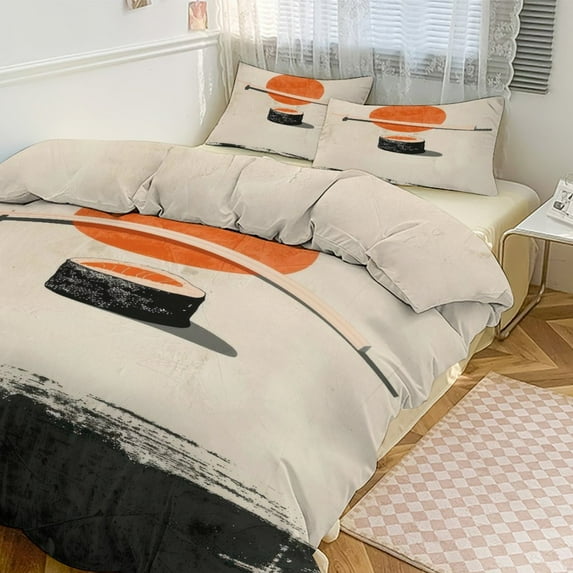 3 Pcs Soft Bedding Set, Includes 1 Duvet Cover with Zipper And 2 Pillow Shams,Sushi House 2 Twin(86"x70")