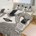 thumbnail image 1 of 3 Pcs Soft Bedding Set, Includes 1 Duvet Cover with Zipper And 2 Pillow,Shams Vintage Guitar With Wings Full(79"×90"), 1 of 8