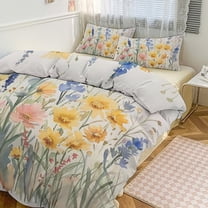 3 Pcs Soft Bedding Set, Includes 1 Duvet Cover with Zipper And 2 Pillow Shams,Wildflowers Floral Twin(86"x70")
