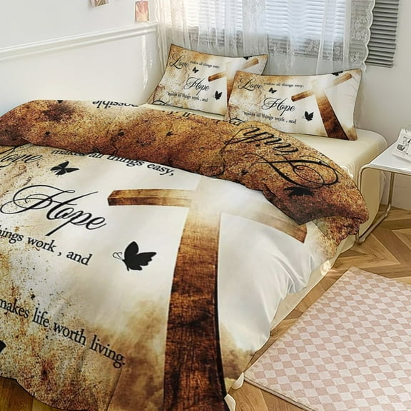 3 Pcs Soft Bedding Set, Includes 1 Duvet Cover with Zipper And 2 Pillow Shams,Will Always Have Hope Twin(86"x70")