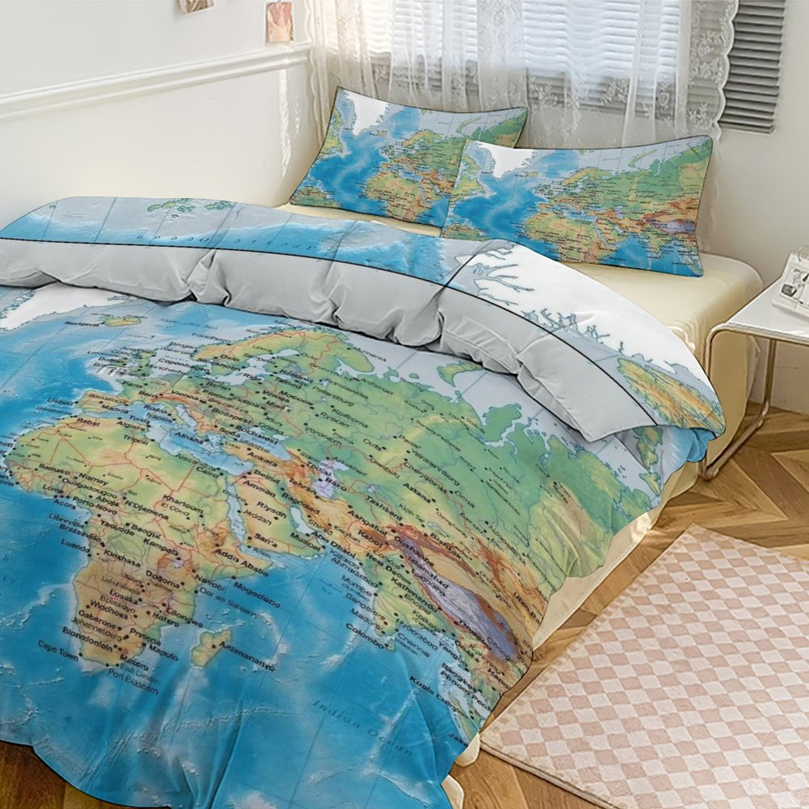 Great Description About World Map Comforter