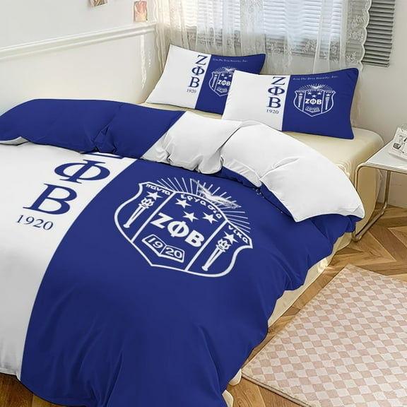 3 Pcs Soft Bedding Set, Includes 1 Duvet Cover with Zipper And 2 Pillow Shams,Zeta Phi Beta Twin(86"x70")