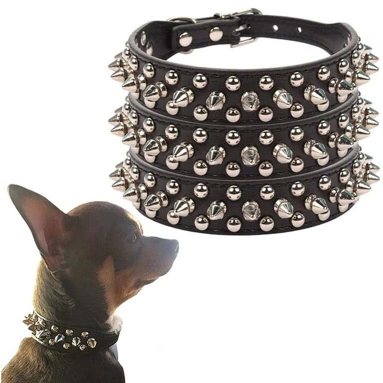 3 Pcs Soft Faux Leather Spiked Dog Collar with Rivets and Studs Puppy  Collars Adjustable for Small Medium Large Dogs for Pet Big Family and for  Pet Hospital Gift 