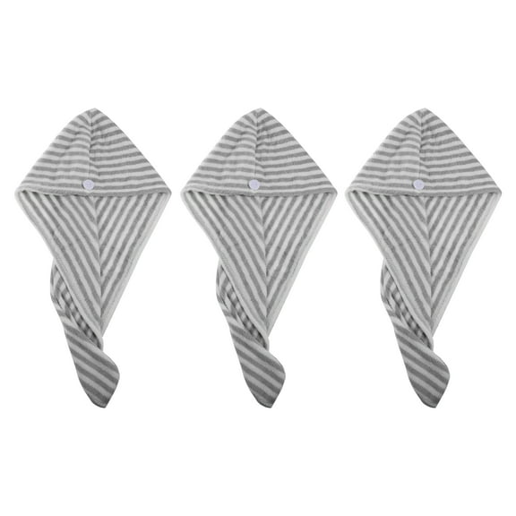 3 Pcs Soft Hair Towel Wrap Drying Cap Microfiber for Wet Long Hair Gray White 9.84x25.59 Inch