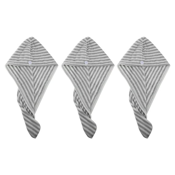 3 Pcs Soft Hair Towel Wrap Drying Cap Microfiber for Wet Long Hair Gray White 9.84x25.59 Inch