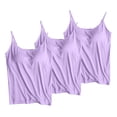 thumbnail image 1 of 3 Pcs Soft Stretch Fabric Sleeveless Camisoles Adjustable Thin Straps Built in Removable Ladies Daily Tops for Casual Use Open Back Sleeveless Camisole (Light Blue,S), 1 of 5