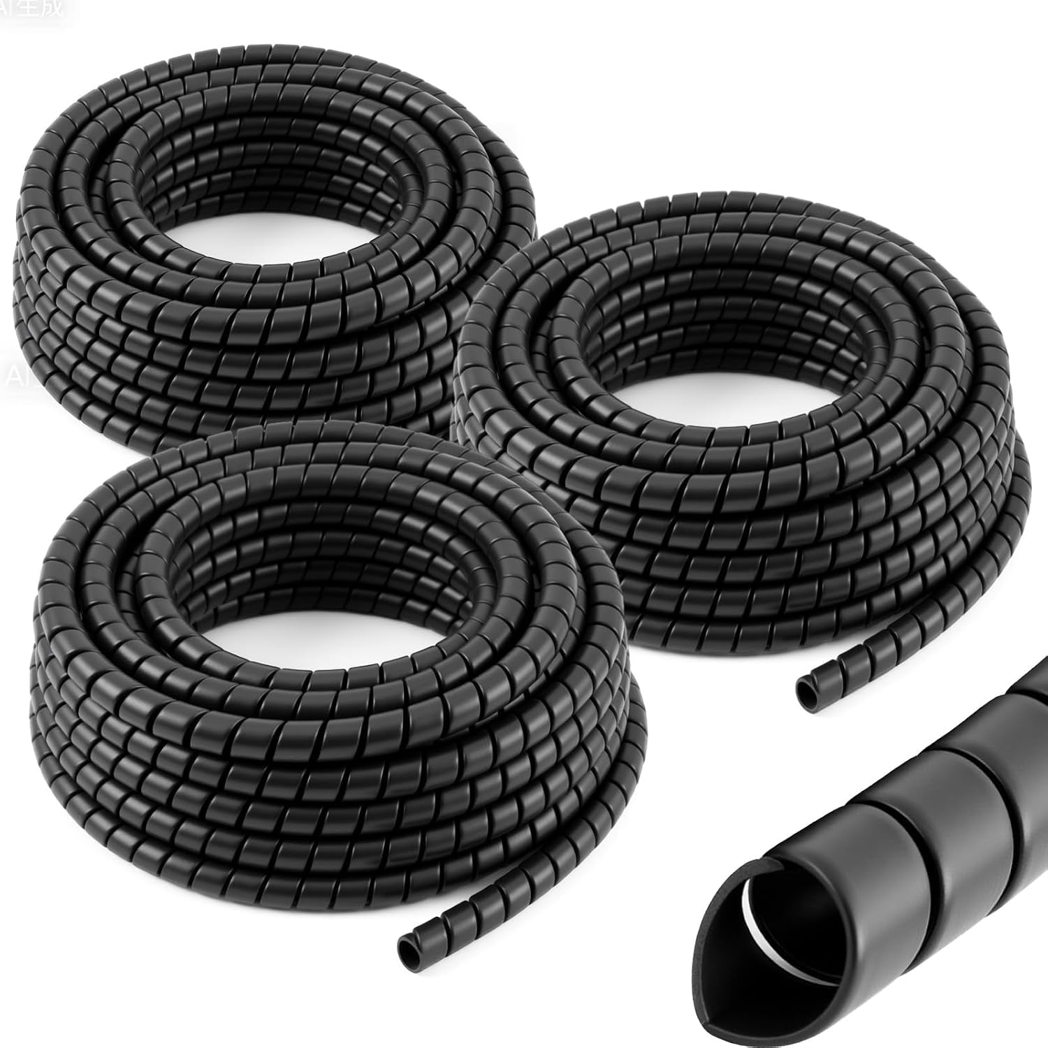 3 Pcs Spiral Wrap Cable Protector, Safe 1/4''+1/2''+3/8'' Od x 25' Pre ...