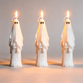thumbnail image 1 of 3 Pcs Spooky Halloween Themed Soy Wax Candles, Ghost‑Style Decorative Tabletop Ornament, Atmospheric Home Accent for Halloween Parties, Gothic Styling and Holiday Table Centerpieces, 1 of 6