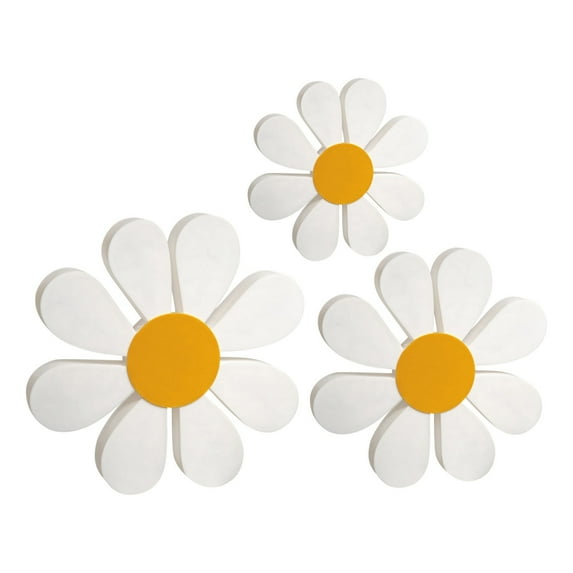 3 Pcs Spring Daisies Table Wooden Sign Decorations Spring Tiered Tray Decor White Yellow Wooden Daisy Flower Table Centerpiece for Easter Rustic Farmhouse Home Kitchen Shelf Summer Holiday Decor