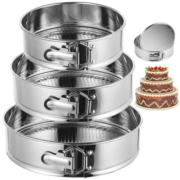 3 Pcs Springform Pans, 7" 9" 10" Nonstick Cheesecake Pans, Leakproof Cake Pans with Removable Bottoms, Round Stainless Steel Bakeware Set for Cheesecake, Oven & Microwave Safe