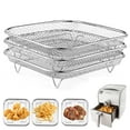 thumbnail image 1 of Square Air Fryer Rack for 6-8 QT Air Fryer，3 pcs Grill Stainless Steel Grill Dehydrator Rack for Cosori, Instant Vortex,Nuwave,Ninja Foodi Grill, 1 of 6