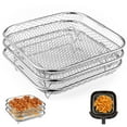 thumbnail image 1 of 3 pcs 8"Square Air Fryer Rack，304 Grill Stainless Steel Grill Dehydrator Rack for Vortex,Nuwave,Ninja, 1 of 6