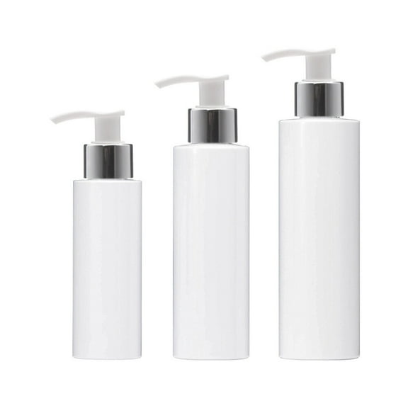 Niceauty White Plastic Lotion Pump Bottles for Travel with Durable Quality 3pcs Set Various Sizes