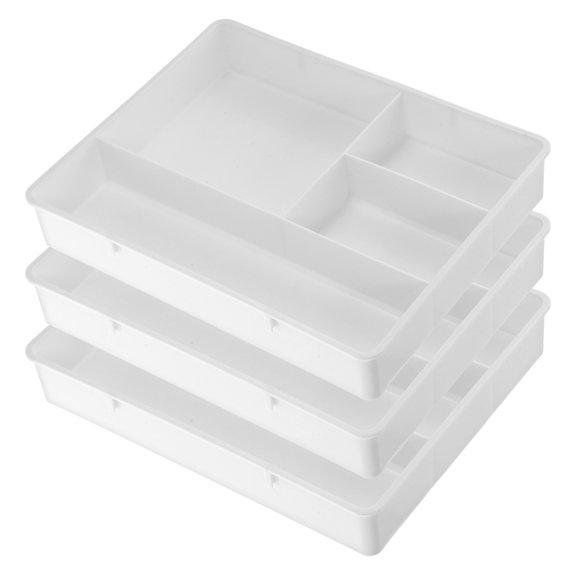 3Pcs Stackable Drawer Organizer Tray Multi Grid Stationery Holder Plastic Desk Organizer
