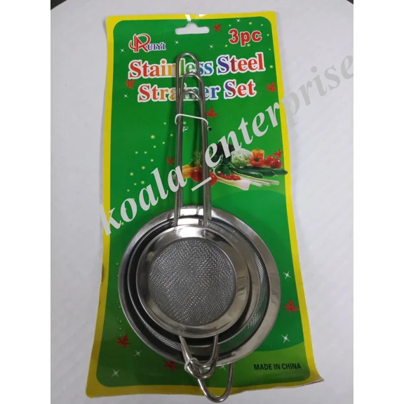 3 Pcs Stainless Metal Fine Mesh Strainers Sieve With Handle Kitchen Ware 3 Sizes