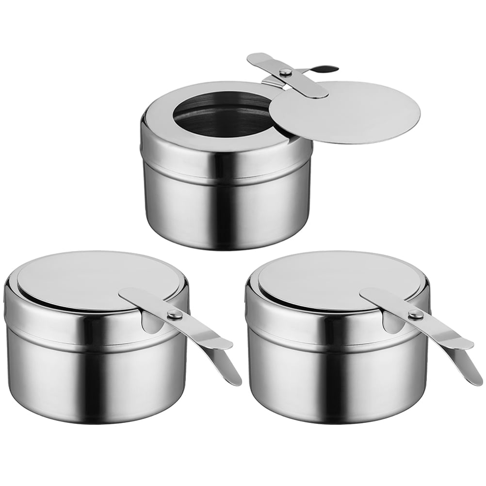 3 Pcs Stainless Steel Alcohol Stove Hot Pot Chaffing Dishes Double Gas Cooks Countertop Camping