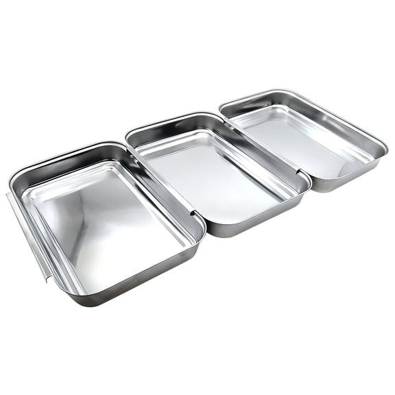 3 Pcs Stainless Steel Breading Trays Set, 17.7 x 8.6 in Food Prep Trays for Breading, Coating, Marinating, Mirror Polished Dredging Pans, Ideal for BBQ, Baking, Food Seasoning