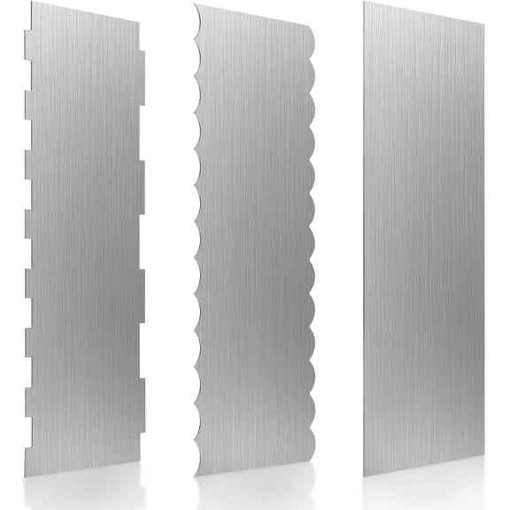 3 Pcs Stainless Steel Cake Scraper, 8.6-inch Double Sided Patterned Edge Stripe Edge Smoother Scraper, Cake Decorating Comb Metal Cake Scraper for Butter Mousse Cream Decoration