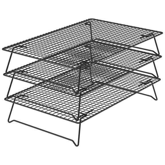3 Pcs Stainless Steel Cooling Rack with Collapsible Legs Stackable Wire Rack Non Stick Surface Multi Purpose Suitable for Cake Cookie Bread Making