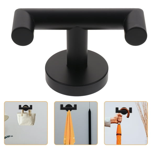 3 Pcs Stainless Steel Double Hook Wall Mounted Hanging Hooks Towel Rack Round Bathroom for Towels Gold Holder