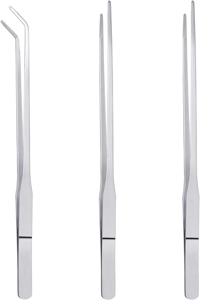 3 Pcs Stainless Steel Feeding Tongs, Reptile Feeding Tweezers Long