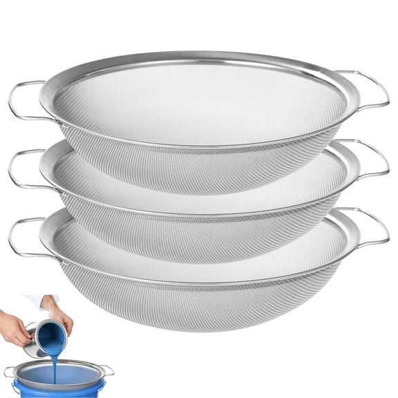 3 Pcs Stainless Steel Fine Mesh Paint Strainer Set with Handles, Mesh Strainer for 5 Gallon Bucket, Paint Strainer, Reliable Rustproof Paint Filter for Filtering Latex Oil-Based Paint Liquids