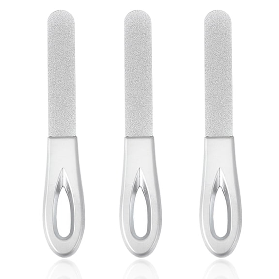 3 Pcs Stainless Steel Nail Files Non Slip Handle Grit Diamond Fingernail File Metal Nail File Emery Boards for Natural NailsSilvery