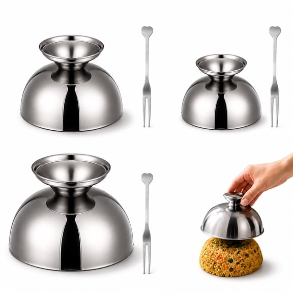 3 Pcs Stainless Steel Rice Press Mold, 3 Sizes Round Shaped Egg Fried Rice Shaper Mold, Fried Rice Press Mold for Home Restaurant Dish Up Decoration, Kitchen Cooking Gadget ﻿ ﻿