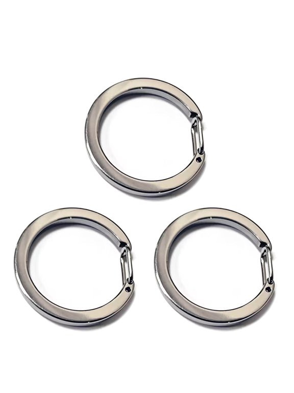 3 Pcs Stainless Steel Round Spring Clasp Keyring C Buckle Metal Spring Open Keychain Split Rings C-type Key Holder