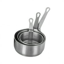 3 Pcs Stainless Steel Sauce Pan Milk Pot Dipping Bowls 60ML 80ML 100ML Silver
