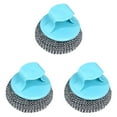thumbnail image 1 of 3 Pcs Stainless Steel Scrubber Set,Stainless Steel Scrubber With Plastic Handle,Metal Scrubber Scrubbing Scouring Pad,Metal Wool Scrubber For Bathroom And Kitchen Pots,Pans,Sink,(Blue,1.77x2.55 in), 1 of 7