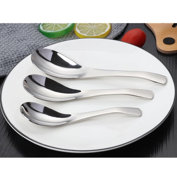 3 Pcs Stainless Steel Soup Spoons for Daily Meal Use with Curved Shape