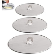 3 Pack Stainless Steel Splatter Guard Set 13", 11.4", 9.8", Fine Mesh Splatter Screens, Grease & Oil Guard for Frying Pans, Cooking Pots & Skillets