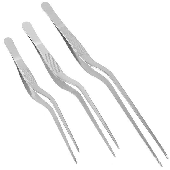 3 Pcs Stainless Steel Tweezers Kitchen Tools Grill Utensils Bbq Decor Plating Cooking Accessories