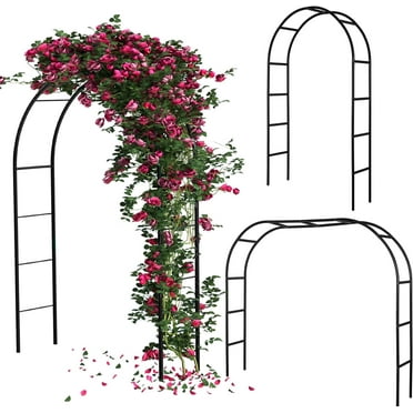 3 Pcs Steel Garden Arch Wedding Arches Pergola Arbor 7.9 Ft, Two Way Assemble, Durable Wedding Trellis Archway for Climbing Plants Outdoor Bridal Party Decoration (Black)