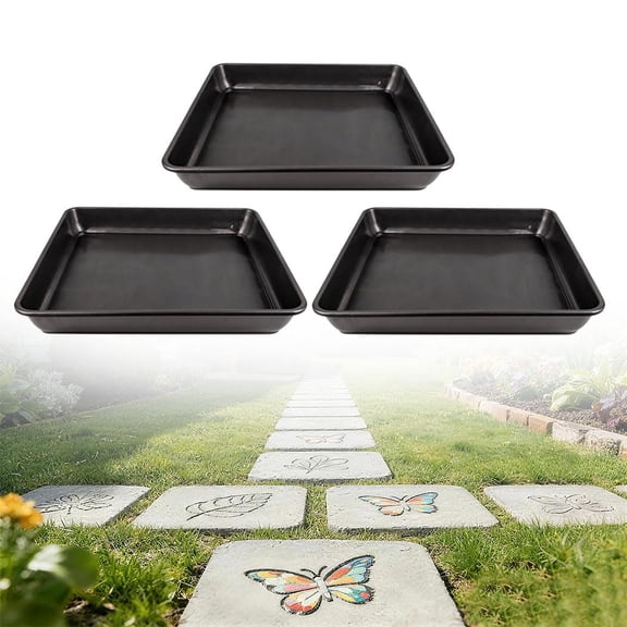 3 Pcs Stepping Stone Mold, Square Plastic Paver Molds for Concrete, 10.2 * 10.2 in/ 1.18 in Depth Black Cement Tray, Reusable DIY Form for Paving Garden Path, Walkway, Patio, Outdoor Landscaping