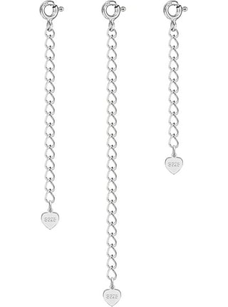 4pcs Necklace Extender, Sterling Silver Chain Extenders for Necklaces Bracelet Anklet, Removable Jewelry Making Chains (2”, 4”, 6”, 8”)